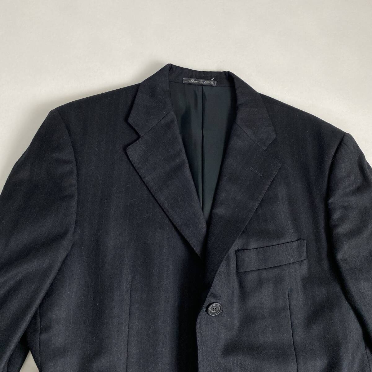 コルネリアーニ 美品 50 XL ダブルジャケット 1タック パンツ 最高級 コルネリアーニ【最高級 イタリア製 黒 超希少サイズ48 L】 スーツ