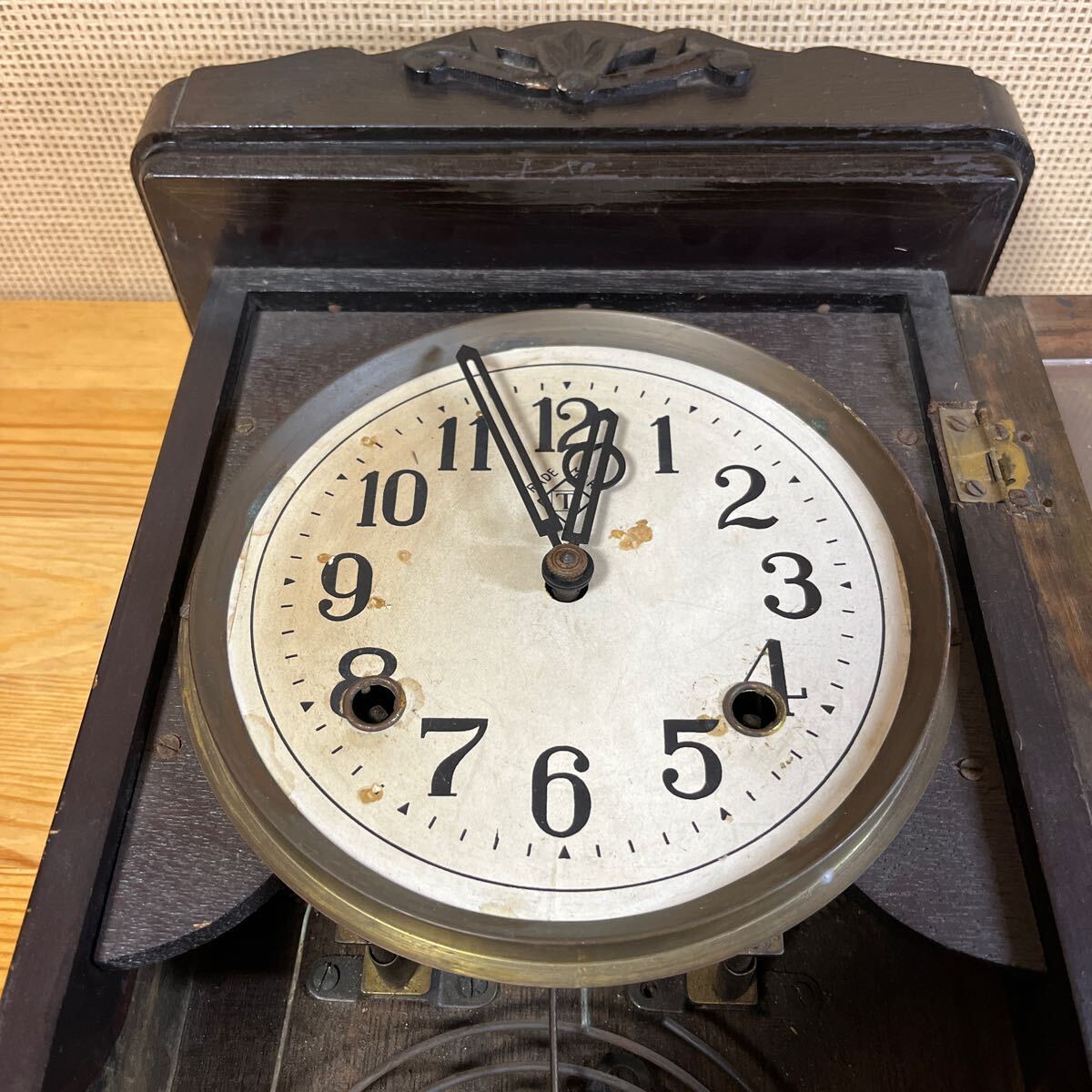 TRADE MARK 柱時計 アンティーク 振り子時計 古時計 昭和レトロ 掛時計 ゼンマイ式 u896_10