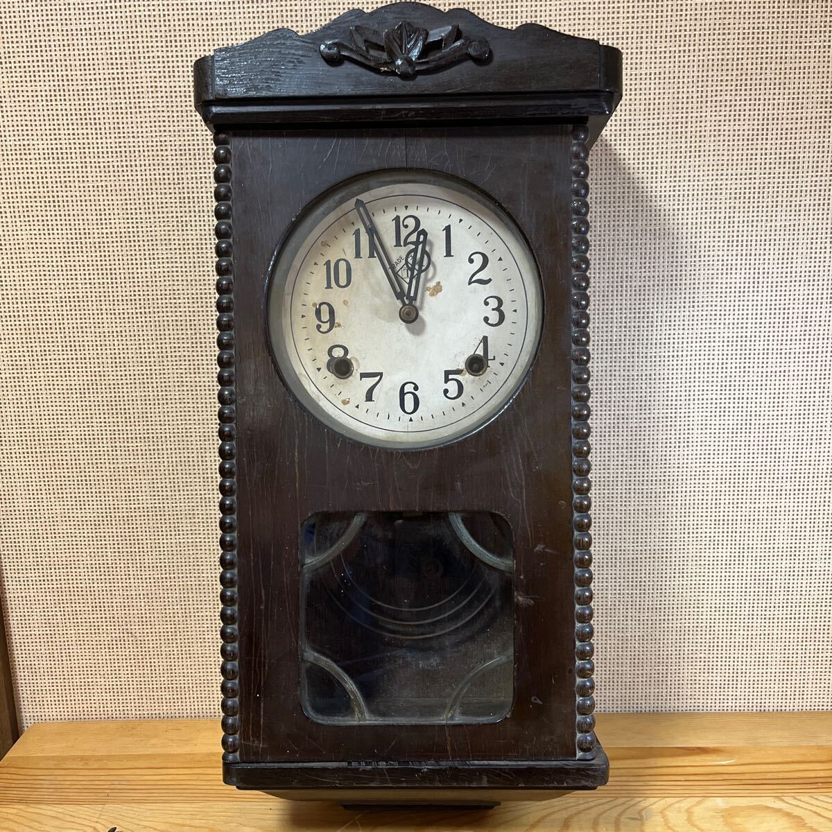 TRADE MARK 柱時計 アンティーク 振り子時計 古時計 昭和レトロ 掛時計 ゼンマイ式 u896_2