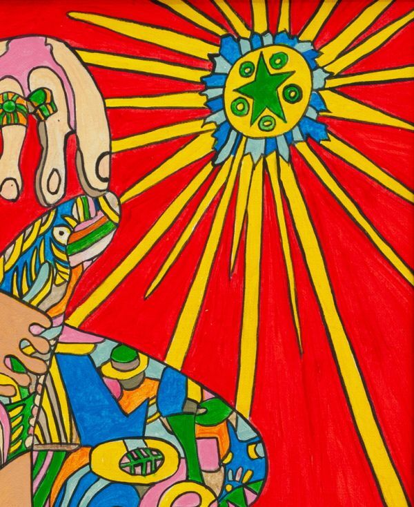 ○ジミー大西○油絵 手描き《サマーガール》表サイン 裏書(印譜) F8号