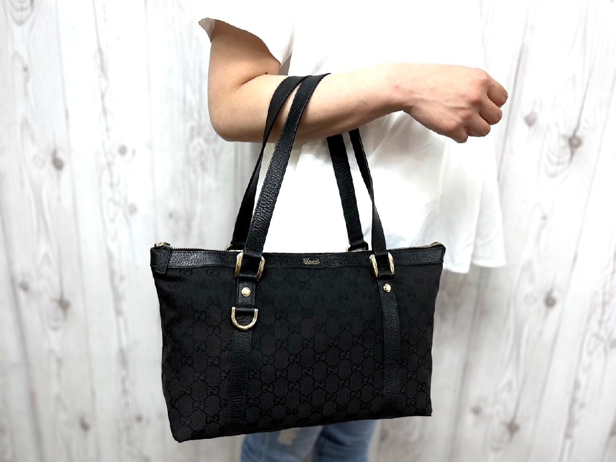 極美品 GUCCI グッチ アビーライン GGキャンバス トートバッグ