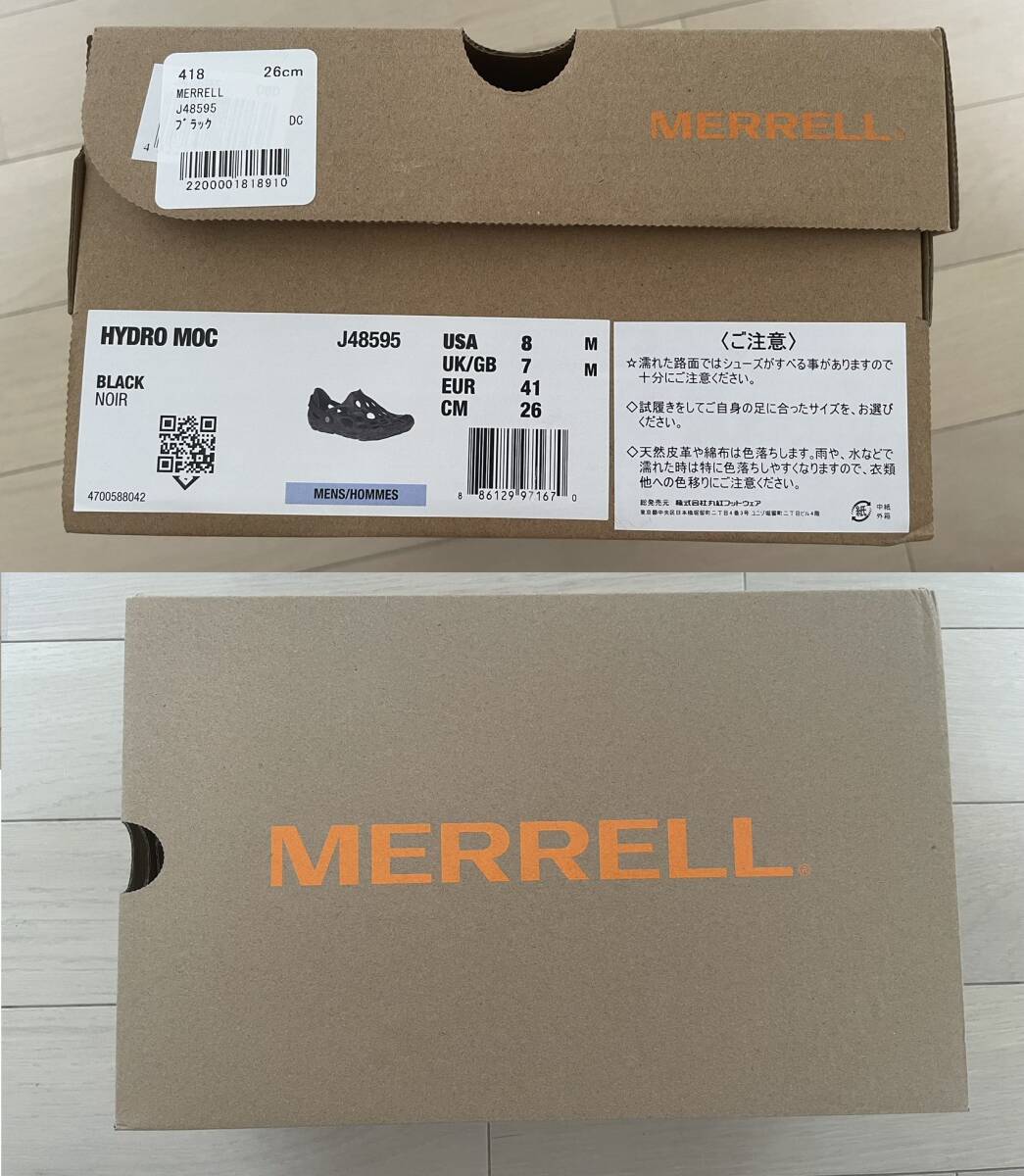 未使用 MERRELL メレル HYDRO MOC ハイドロ モック サンダル 品番：J48595 色：BLACK NOIR 表記サイズ：US8/26.0cm_10
