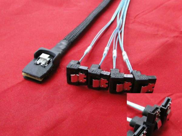 [新品即決]SASケーブル100cm(SFF-8087 to 4×SATA[正L型])RAID等:送料160円から_1