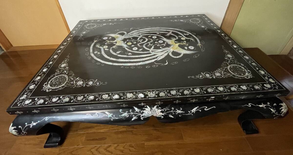 工芸品 used 螺鈿細工 文座卓 鳳凰 中国美術 ローテーブル 座敷机