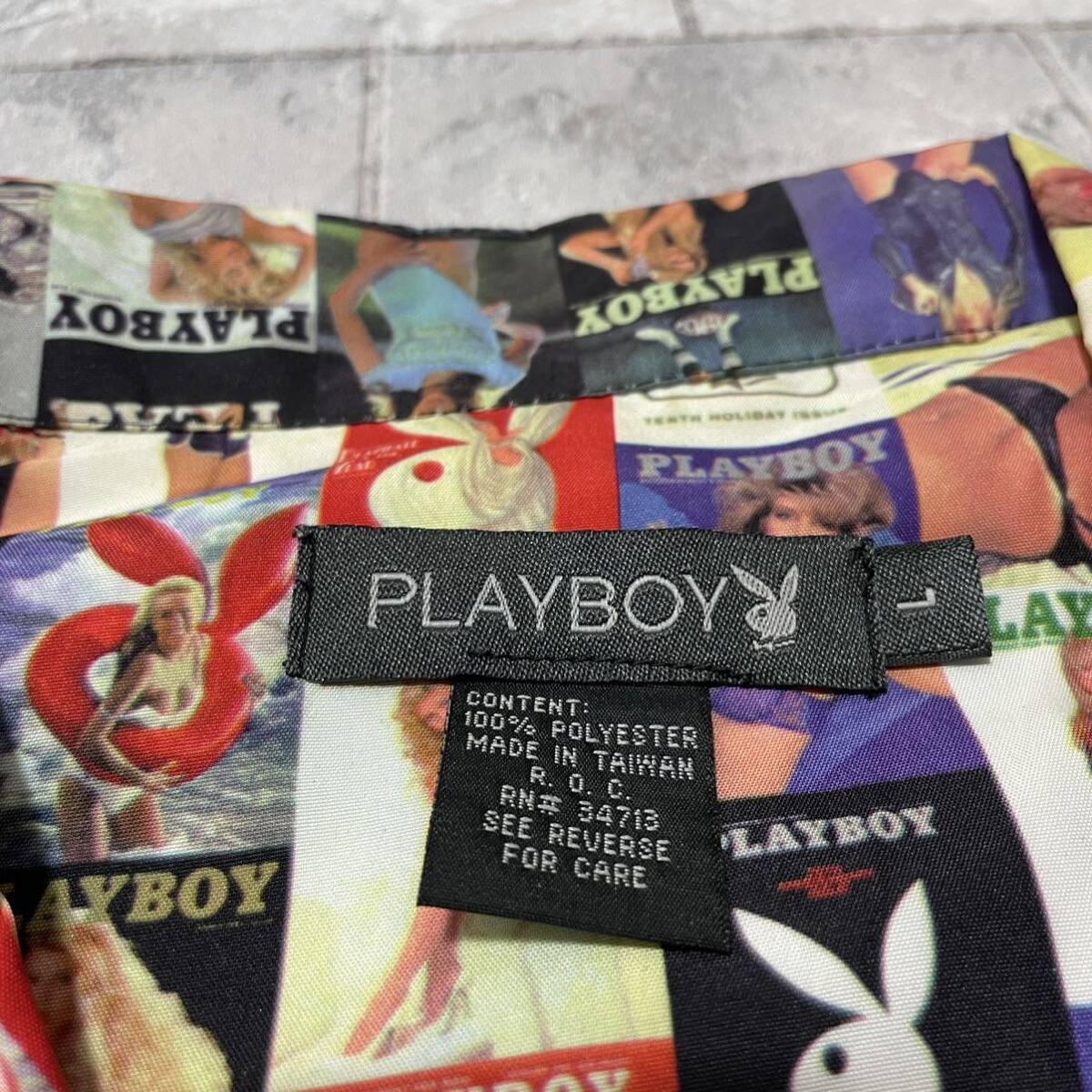 PLAYBOY プレイボーイ オープンカラーシャツ アロハシャツ マガジン 