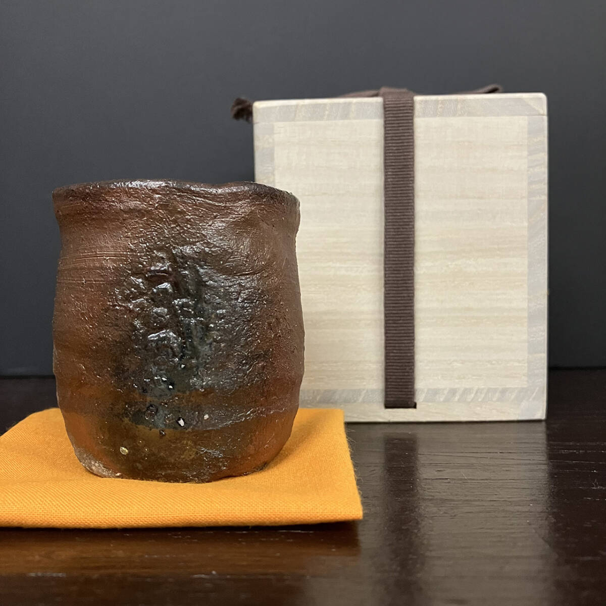 伝説の陶芸家 國吉清尚 ぐい呑 筒杯 真作 (検索用 国吉清尚 北大路