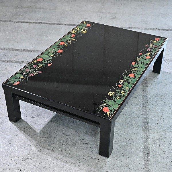 日本製 モリシゲ 伝統工芸品 香川漆器 座卓 ローテーブル 黒漆塗り