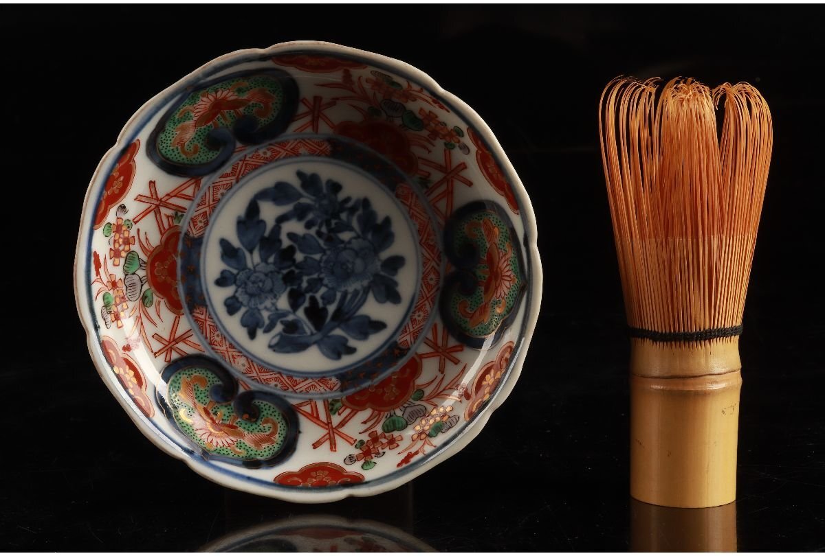 URA]大明成化年製/伊万里染付色絵錦金襴手花文小皿12客/8-9-24 (検索