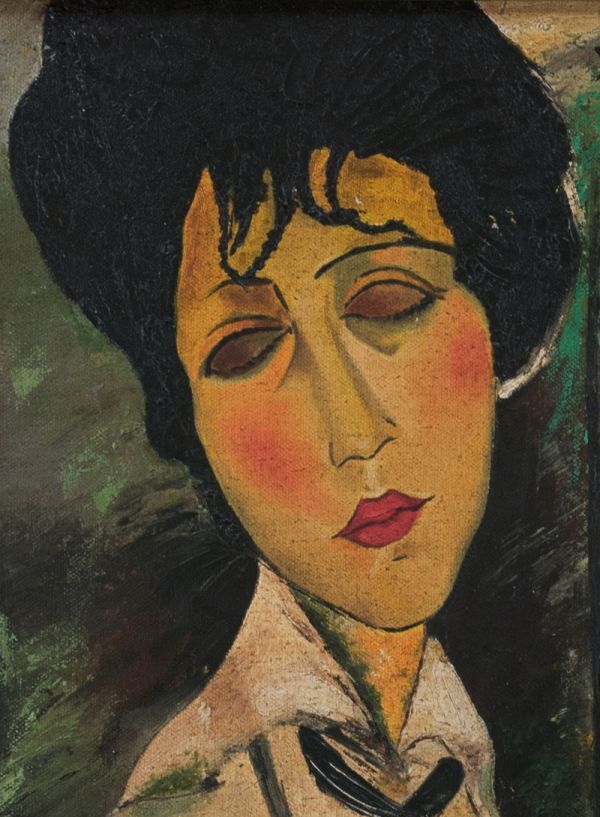 モディリアーニ　油彩　肉筆『裸婦』表サイン　鑑定証　P8号　額装/b219 モディリアーニ油彩肉筆『裸婦』表サイン鑑定証P8号額装/b219