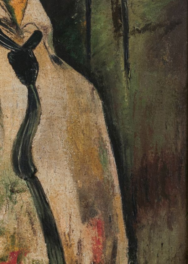 模写】モディリアーニ『黒いネクタイの女』油彩 手描き 表サイン 鑑定