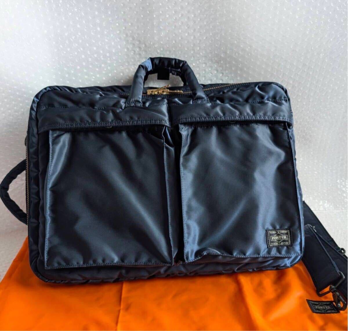 美品 3WAY PORTER TANKER ポーター タンカー バッグ アイアンブルー