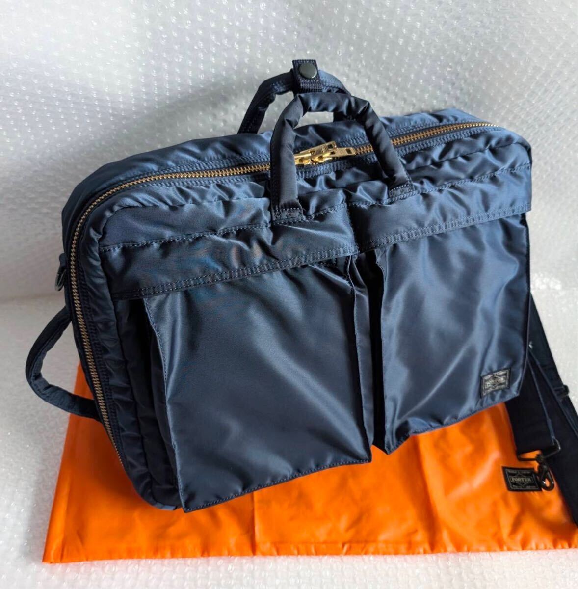 美品 3WAY PORTER TANKER ポーター タンカー バッグ アイアンブルー