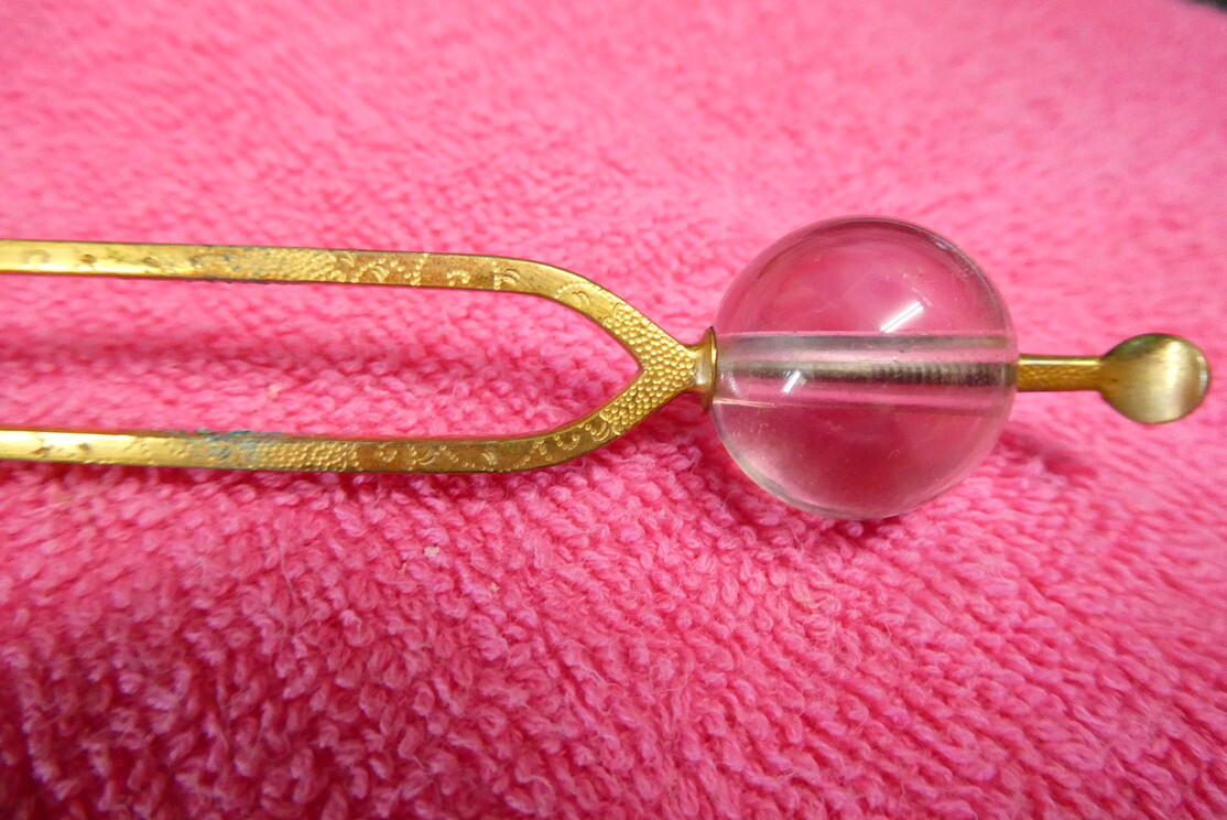 レ600/⑩ 45 金細工かんざし 水晶玉 アンティーク 骨董品 彫金細工