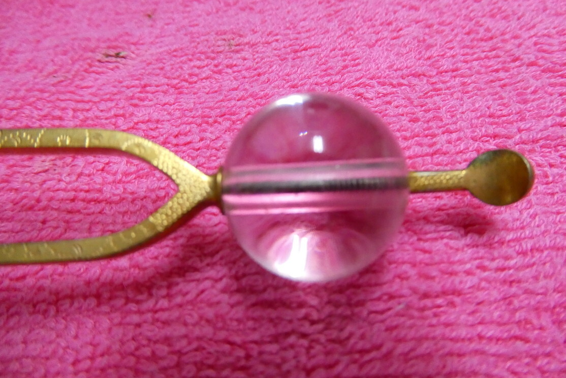 レ600/⑩ 45 金細工かんざし 水晶玉 アンティーク 骨董品 彫金細工