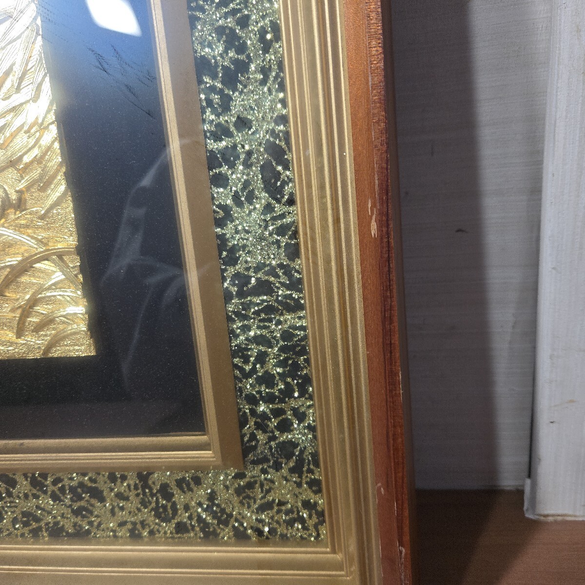 虎 金メッキ 壁掛け 額縁 トラ 額装 インテリア 寅 縁起物 工芸品