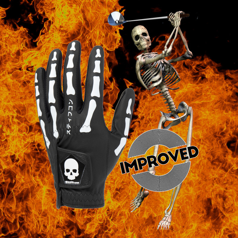 TULANG BLACK メンズ骨柄ゴルフグローブ左手 トゥーラン黒 V2 骨 スカル 目立つ 派手 おしゃれ _1
