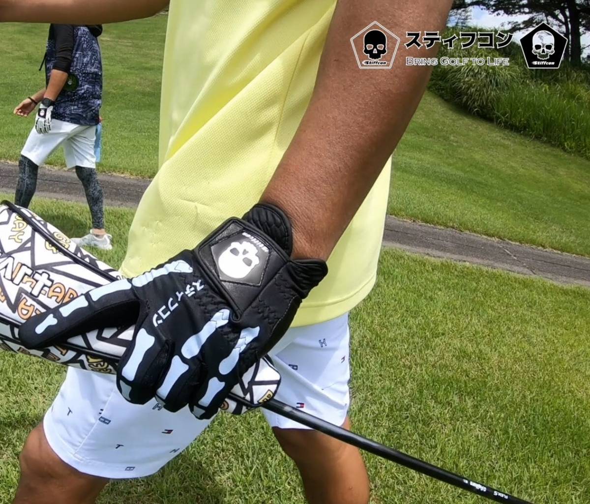TULANG BLACK メンズ骨柄ゴルフグローブ左手 トゥーラン黒 V2 骨 スカル 目立つ 派手 おしゃれ _6