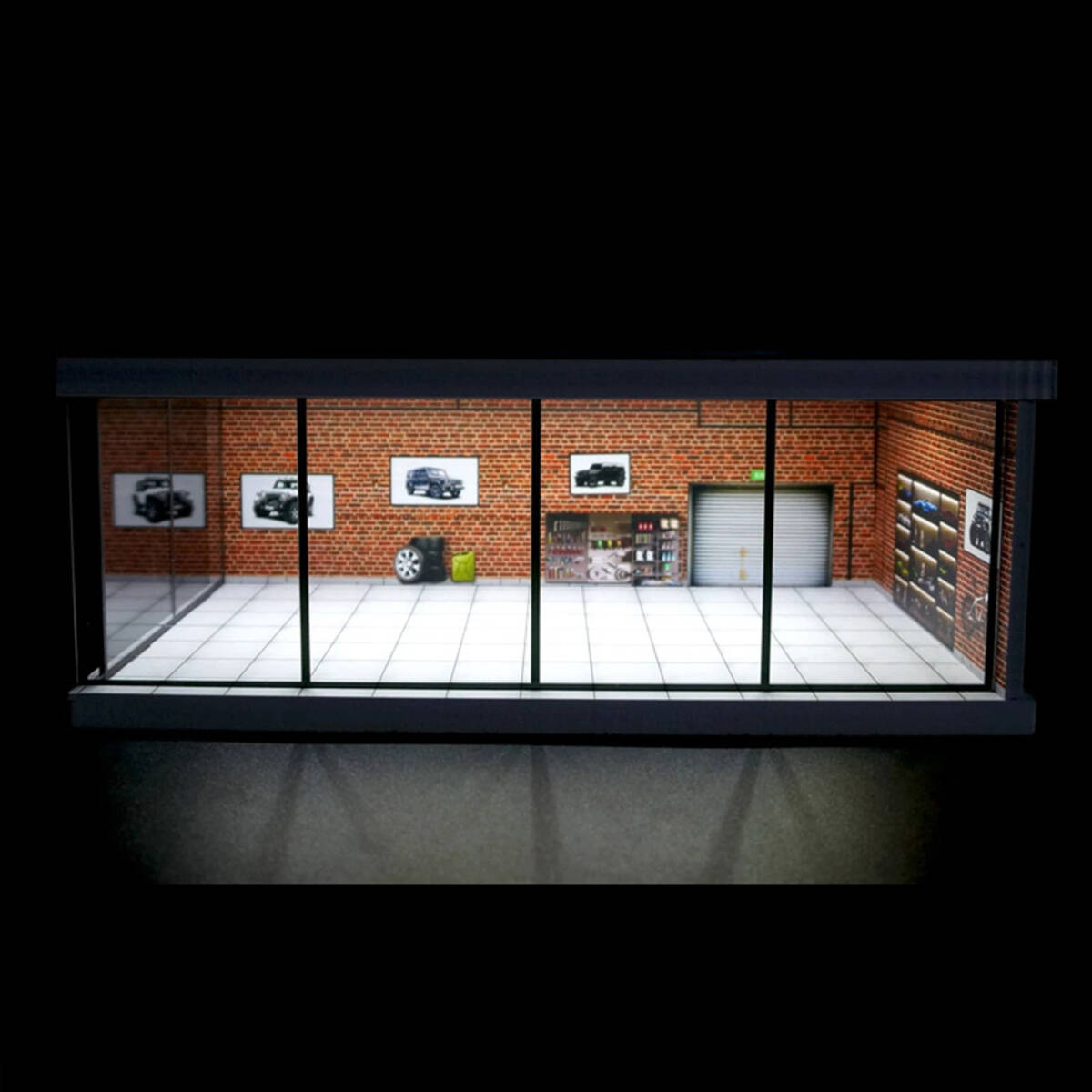■■ミニカー専用ジオラマ：1/64 ガレージ ショールーム LED 照明 空間モデル 展示スペース ディスプレイ ミニチュア■■_1