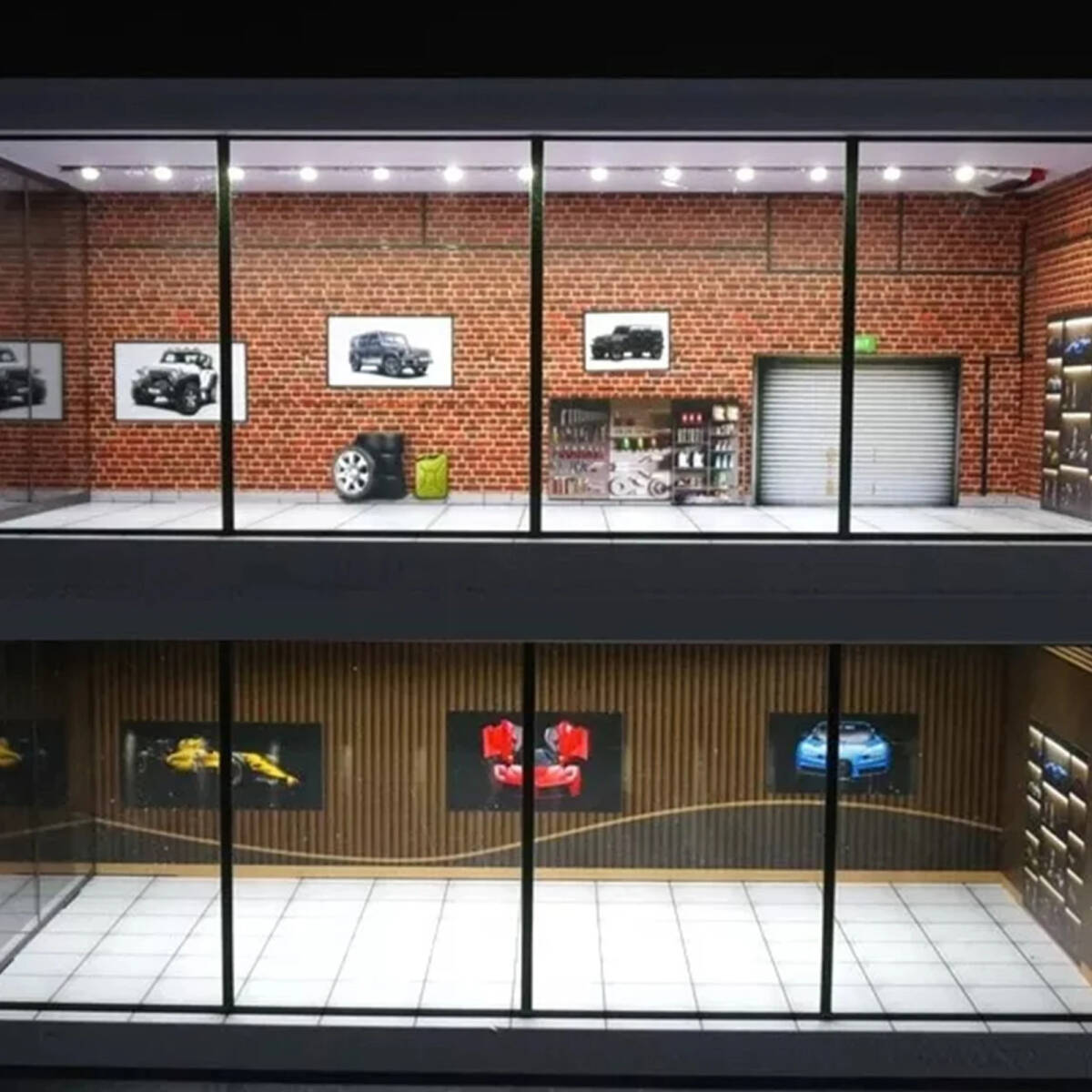 ■■ミニカー専用ジオラマ：1/64 ガレージ ショールーム LED 照明 空間モデル 展示スペース ディスプレイ ミニチュア■■_4