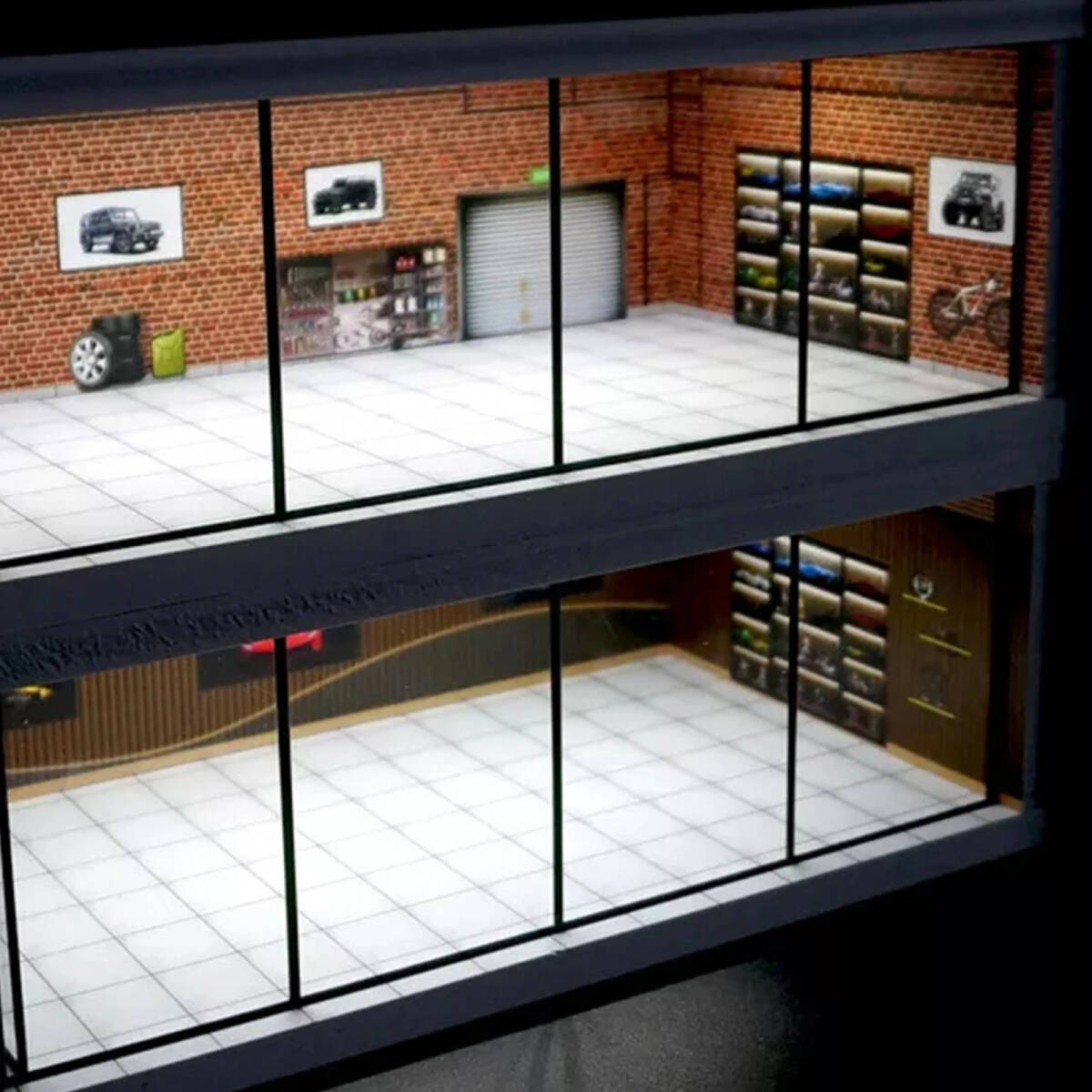 ■■ミニカー専用ジオラマ：1/64 ガレージ ショールーム LED 照明 空間モデル 展示スペース ディスプレイ ミニチュア■■_5