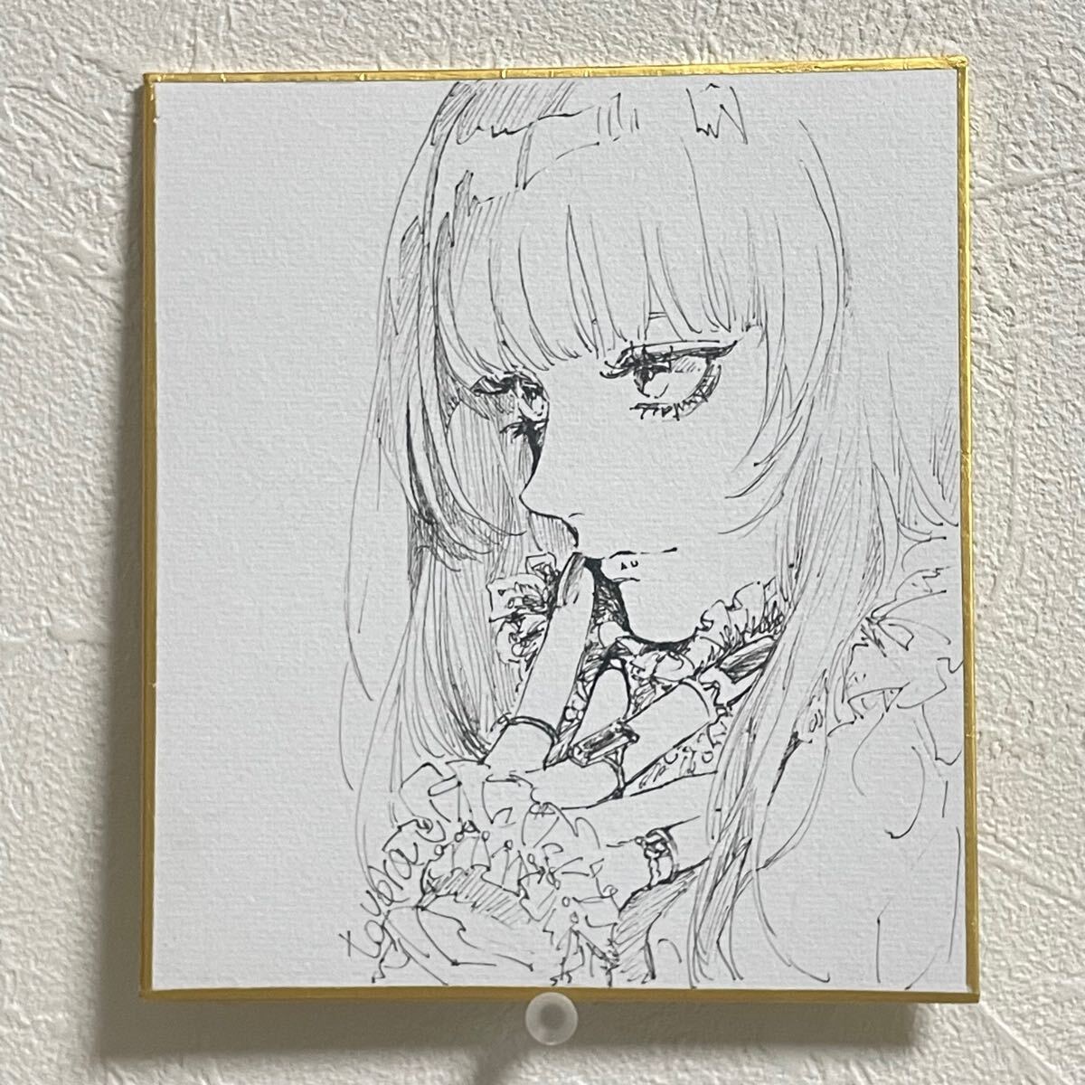手描きイラスト ミニ色紙 ペン画 イラストオーダー 手描きイラスト オリジナル ミニ色紙 ペン画(手描きイラスト)｜売買