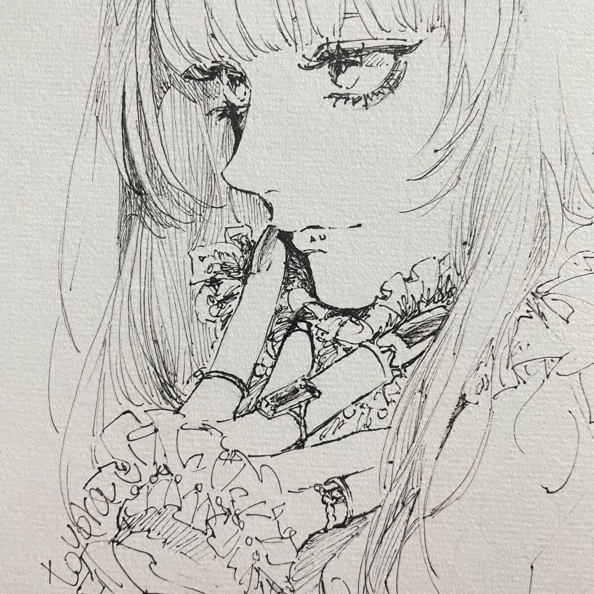 手描きイラスト ミニ色紙 ペン画 イラストオーダー 手描きイラスト オリジナル ミニ色紙 ペン画(手描きイラスト)｜売買