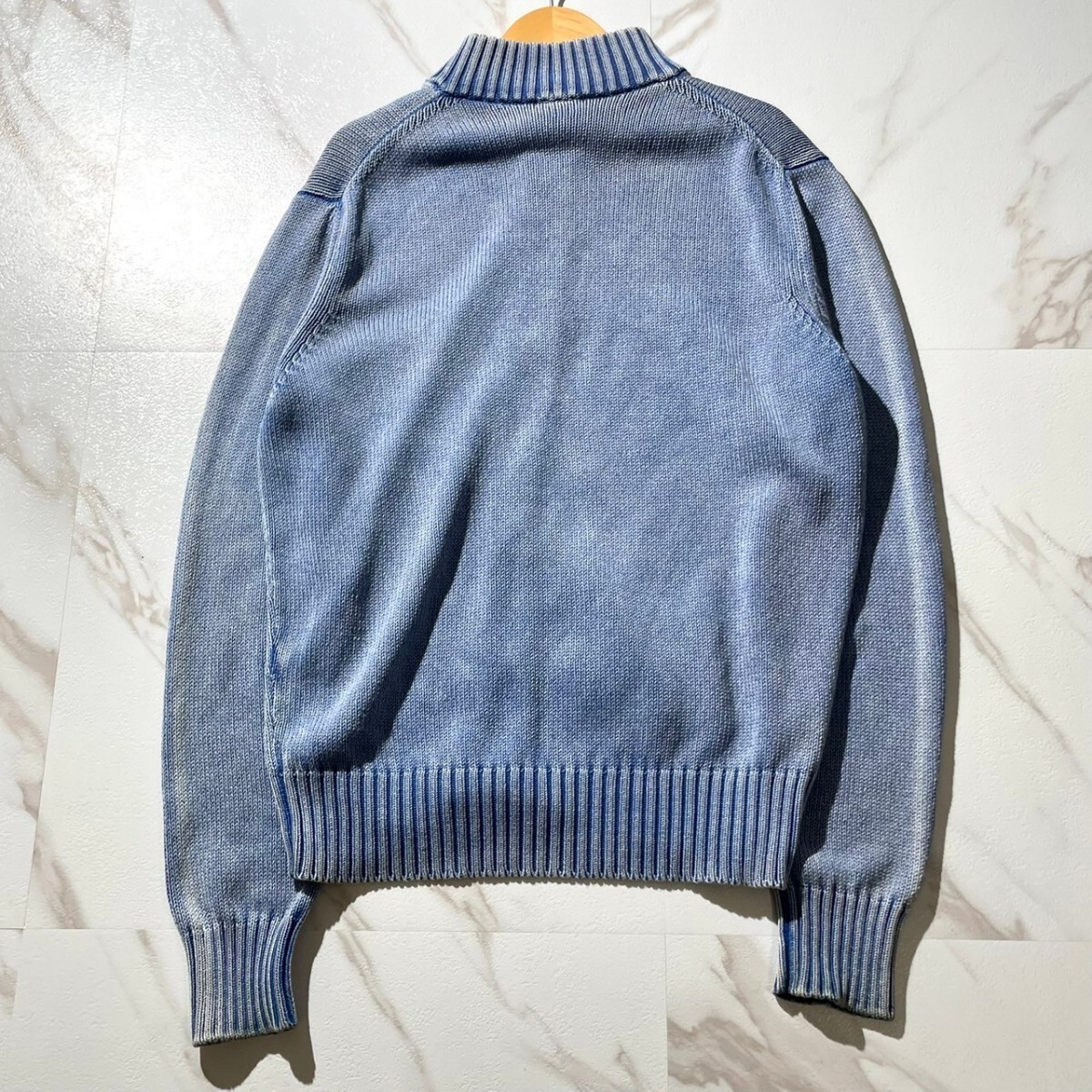 美品 インディゴ 48サイズ○Cruciani ドライバーズニット ブルゾン 