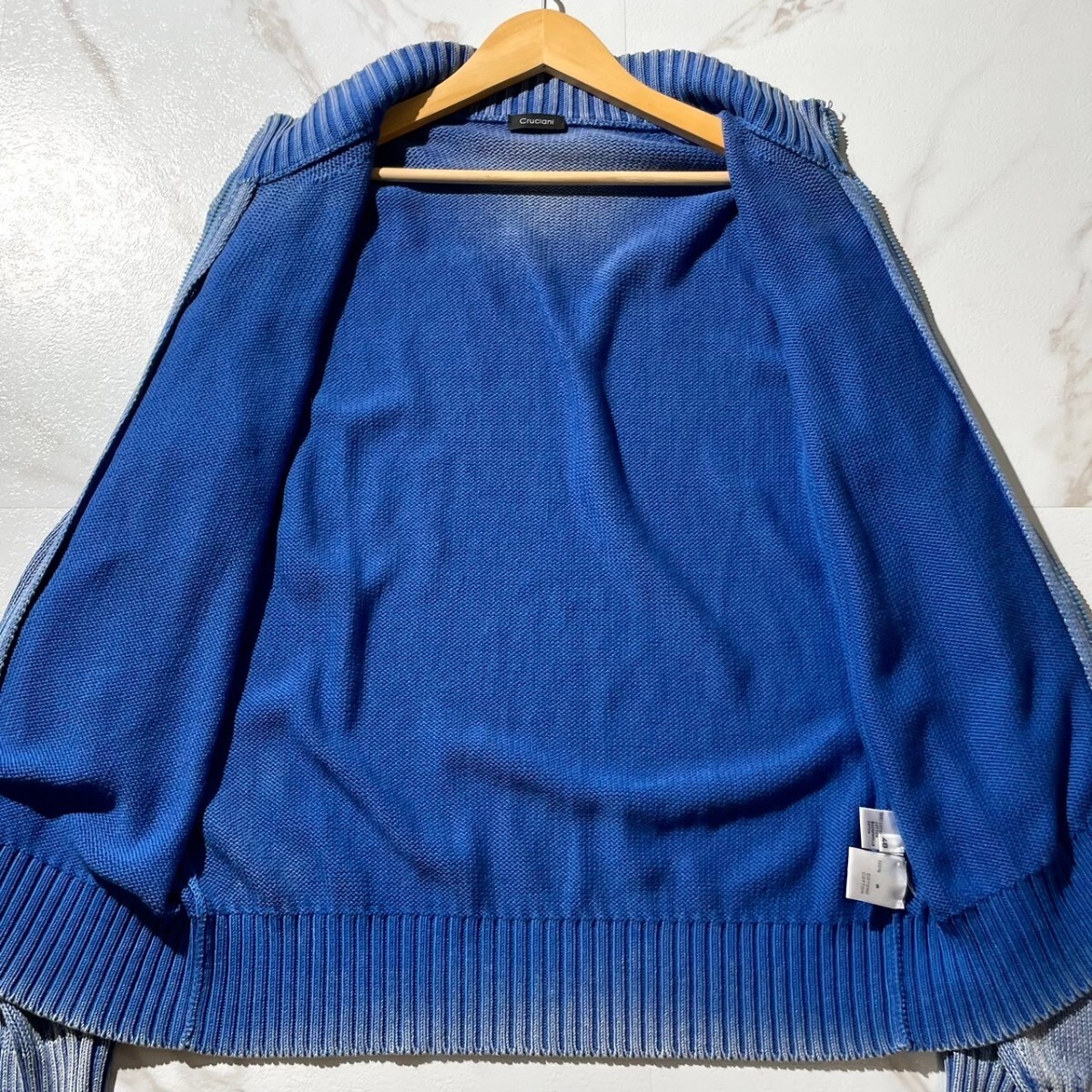 美品 インディゴ 48サイズ○Cruciani ドライバーズニット ブルゾン 
