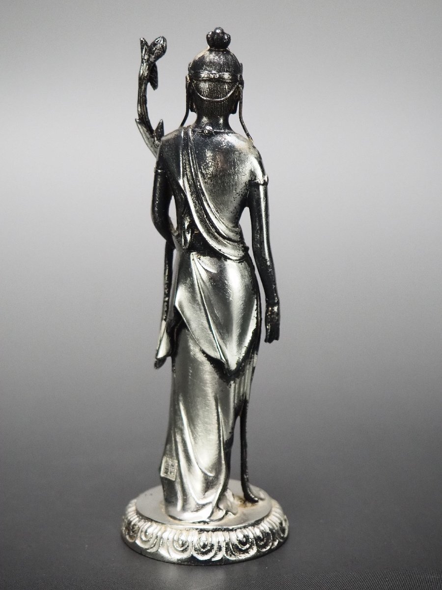 治】『高村光雲』原型 銀製 聖観音像置物☆共箱 高さ 12.8cm 銀重