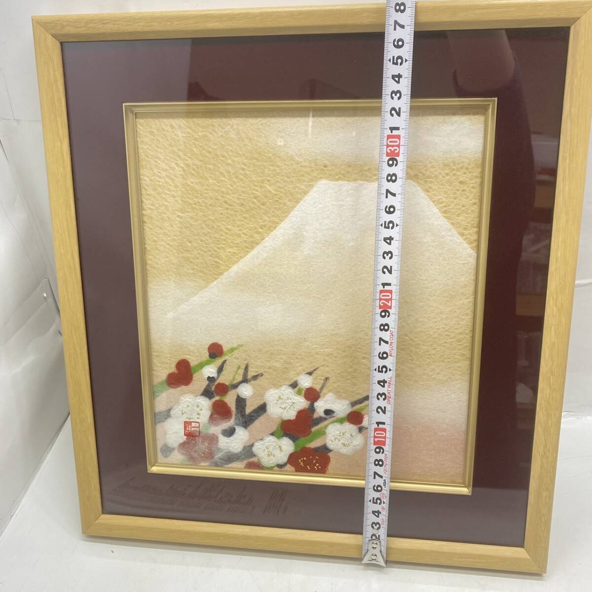 送料無料g34532 山内一生 富嶽 小原和紙工芸 額装 富士 富士山 作品