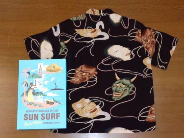 希少】サンサーフ SunSurf『NOH MASK 』能面 アロハシャツ S｜ファッション