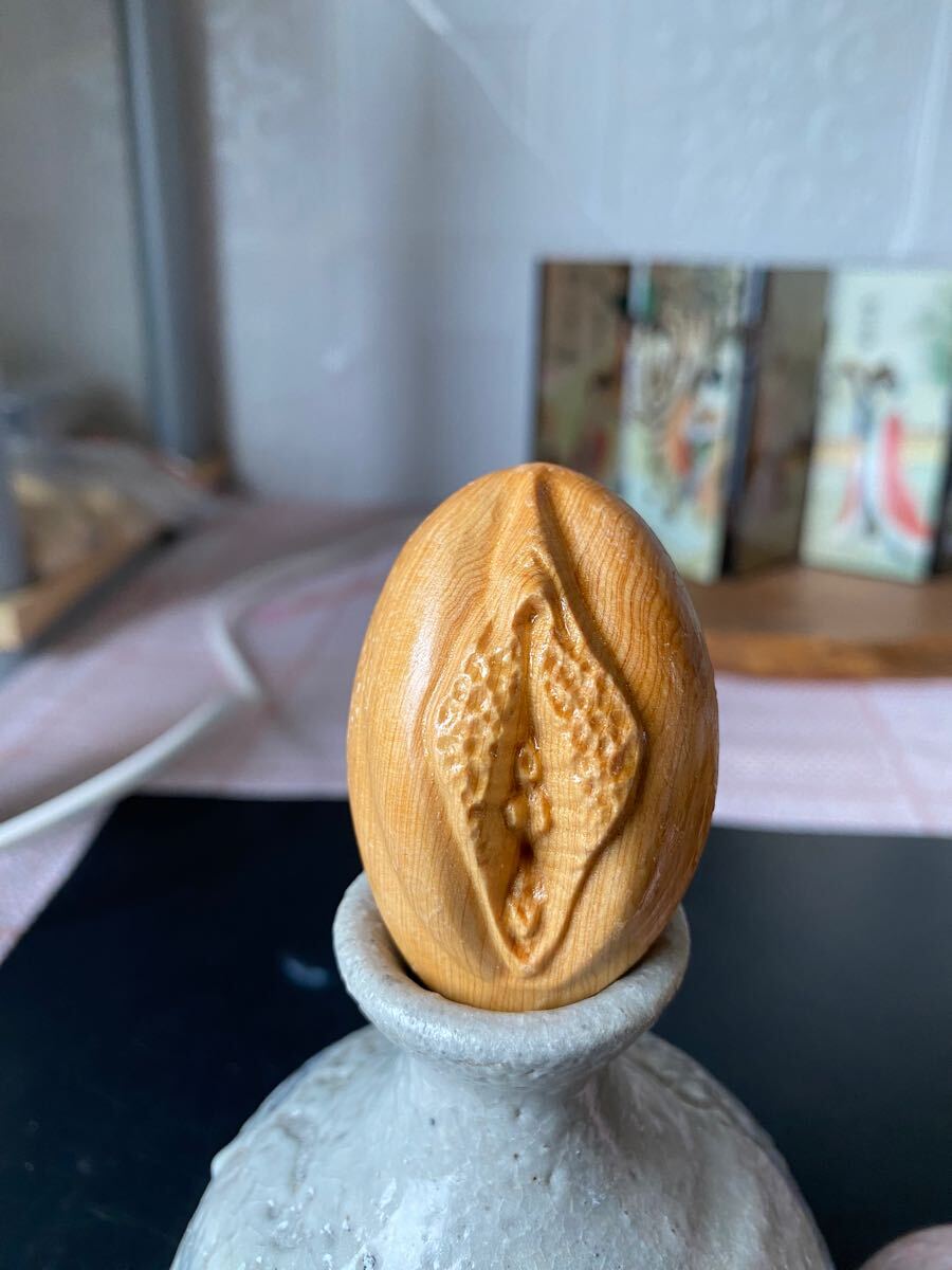 古美術 縁起物 根付 女性器 女陰 春画 子宝 男根 高級木彫り 木目 工芸