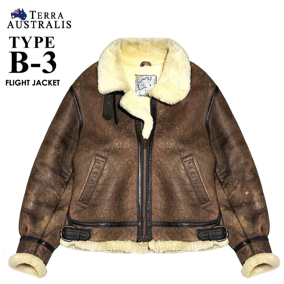 リアルムートン b 3 ジャケット 茶色 B-3 TERRA AUSTRALIS リアル