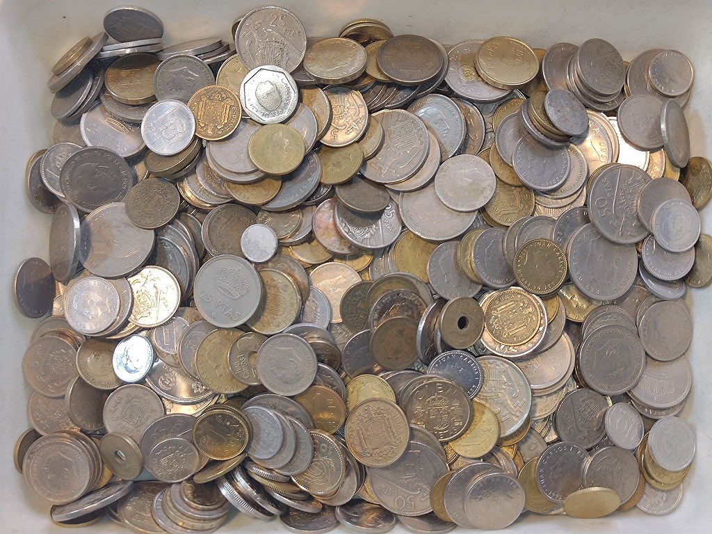 スペイン　ペセタ　まとめ売り　　硬貨 1円スタート スペイン ペセタ硬貨他 おまとめ 約3.4㎏(ヨーロッパ