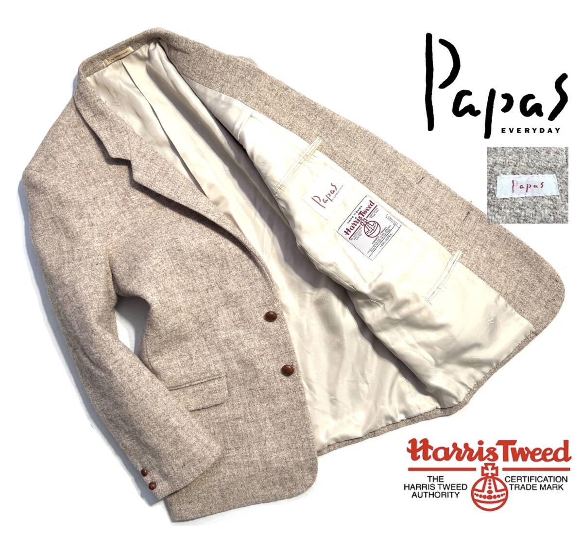 最高級【定価10万】Papas パパス×ハリスツイード テーラードジャケット 