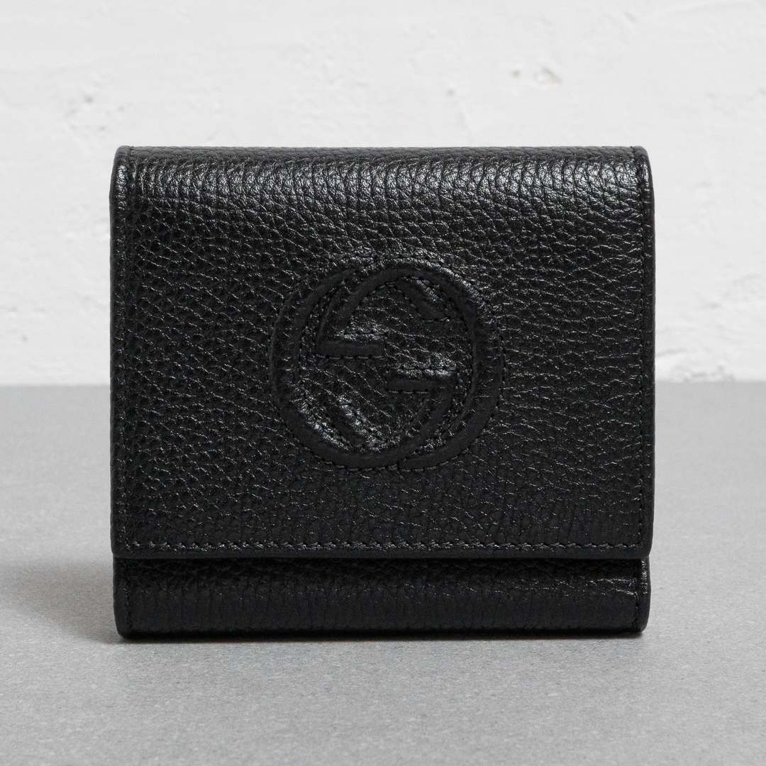 GUCCI グッチ ソーホー 財布 三つ折り ブラック 黒 レザー ゴールド