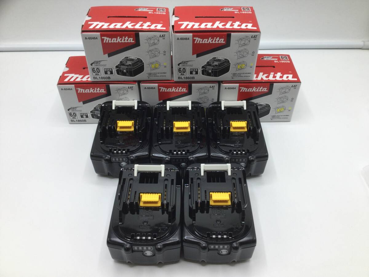 マキタ｜5個セット 18V/6.0Ahリチウムイオンバッテリ BL1860B A-60464 