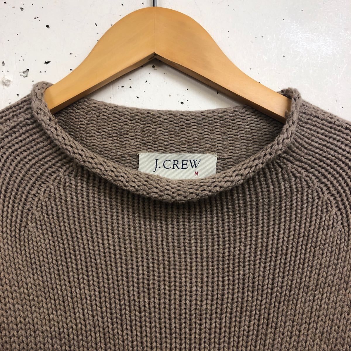00s J.CREW コットン ロールネック 長袖 ニットセーター 無地 サイズM