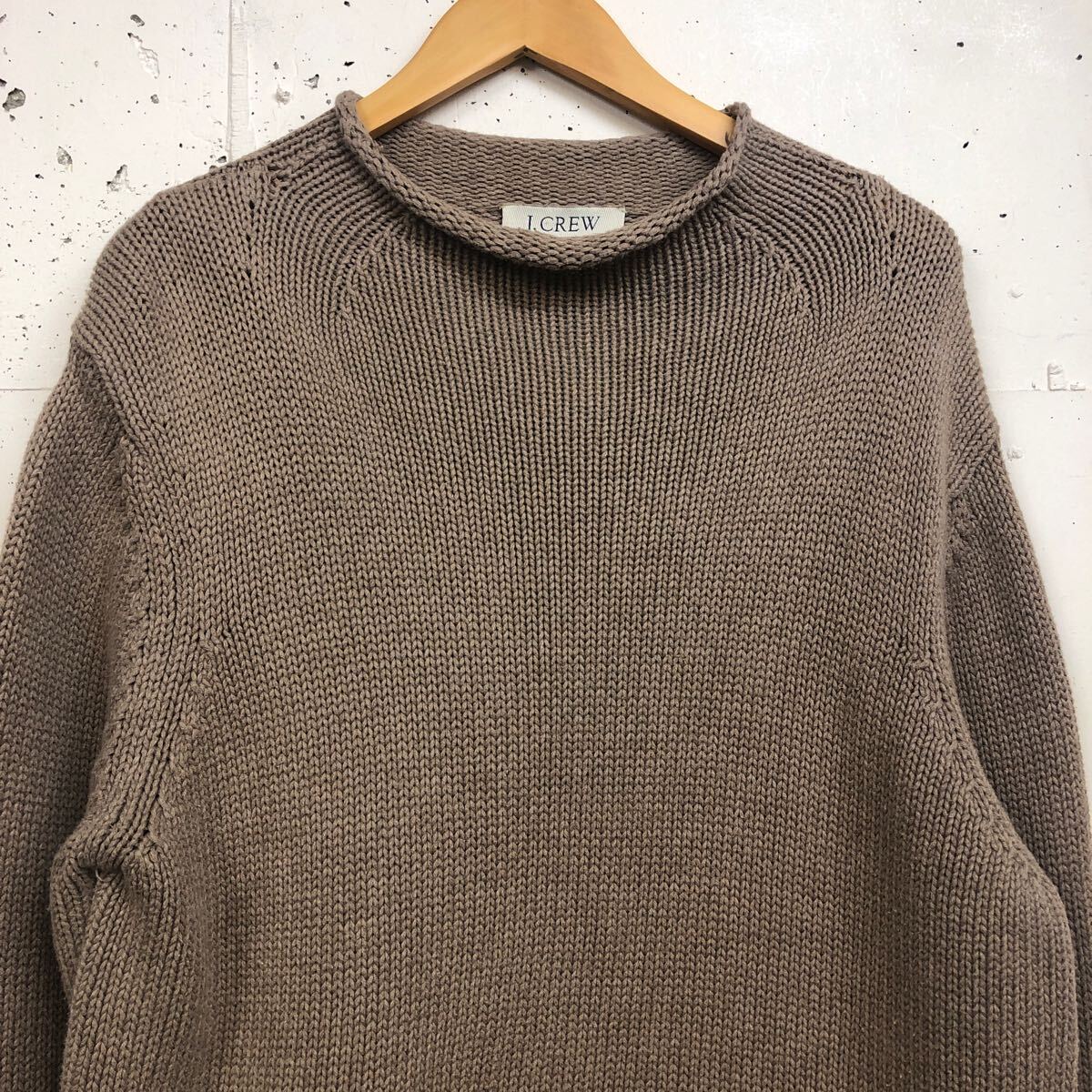 00s J.CREW コットン ロールネック 長袖 ニットセーター 無地 サイズM 