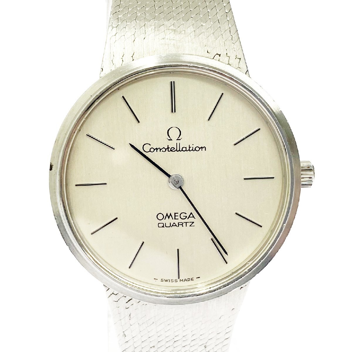 コンステレーション オメガ SS OMEGA シルバー文字盤 1円 腕時計 QZ 