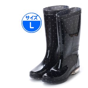 【新品 未使用】レインブーツ 黒 ドット L 15032