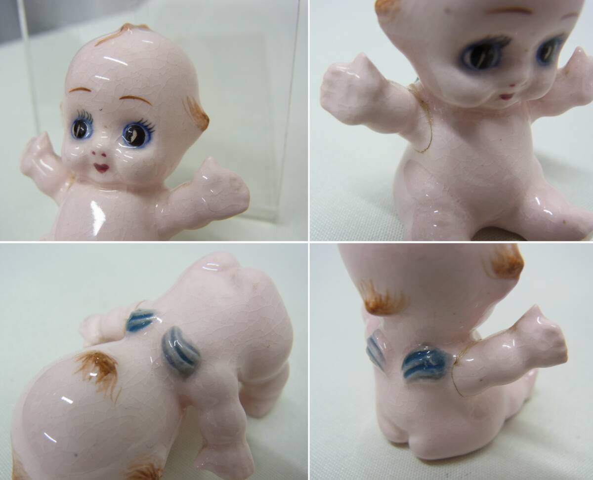 高さ約5.3cm☆古い 小さい 陶器 キューピー 置物☆ミニ キューピー人形
