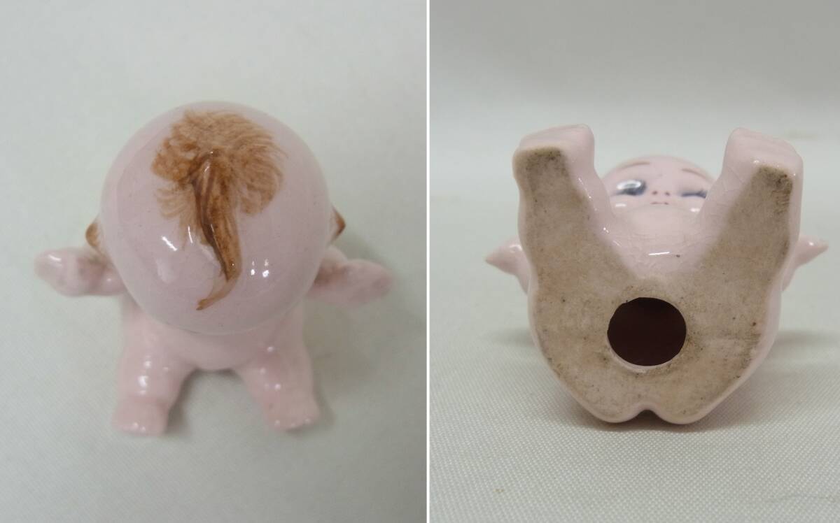 高さ約5.3cm☆古い 小さい 陶器 キューピー 置物☆ミニ キューピー人形