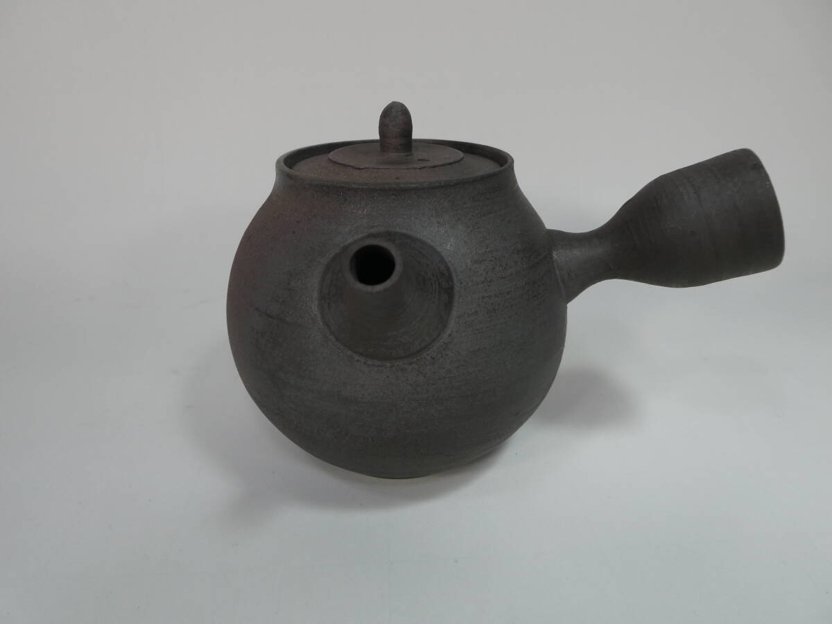 ビンテージ 笠間焼 砲口 急須 黒田隆 横手 小振り 美品 /検 煎茶道具 黒
