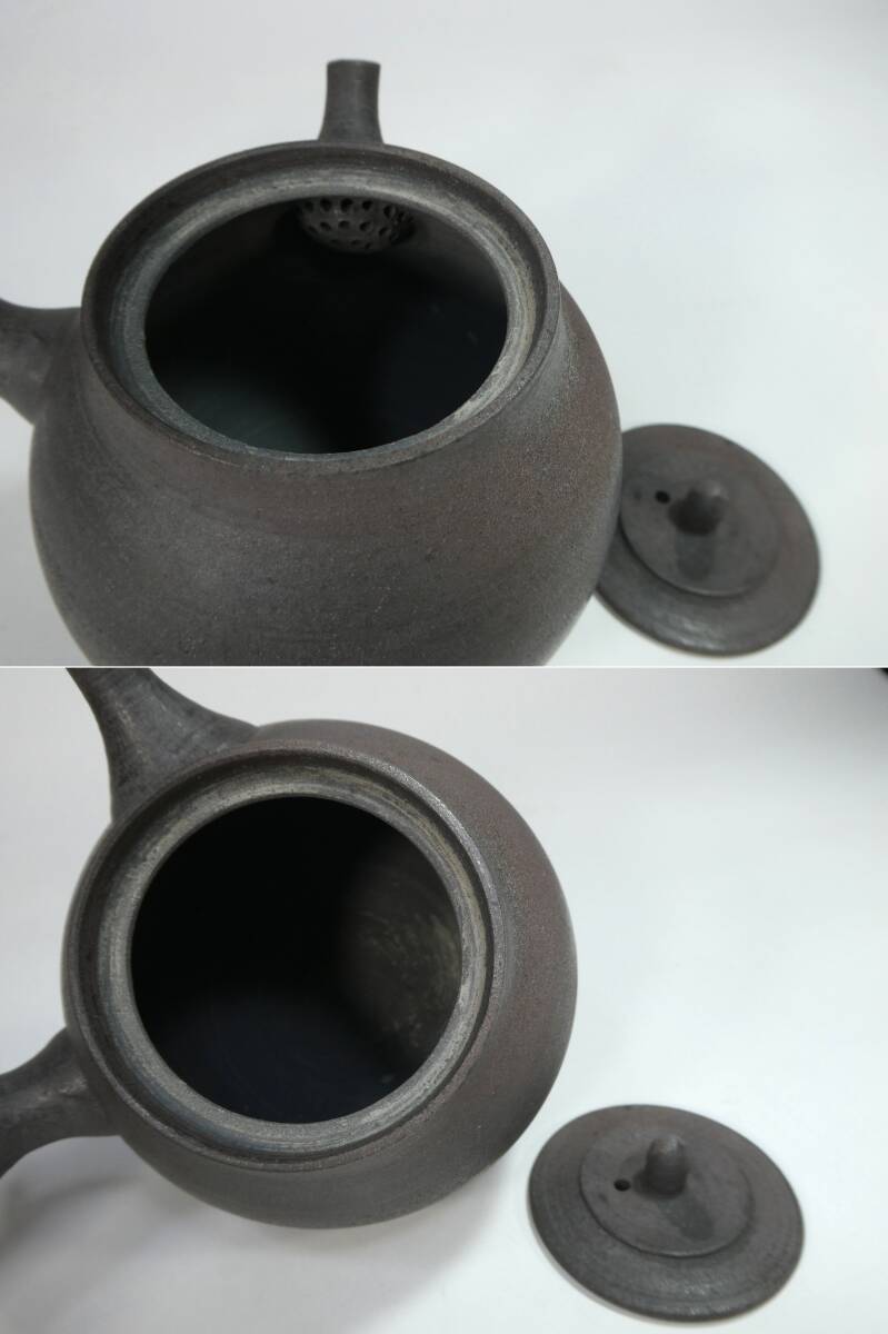 ビンテージ 笠間焼 砲口 急須 黒田隆 横手 小振り 美品 /検 煎茶道具 黒