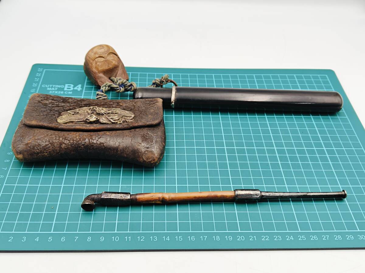 銀製? 煙管 キセル 時代提げ物 煙草入れ 銘 刻印 あり 煙管入れ 古道具