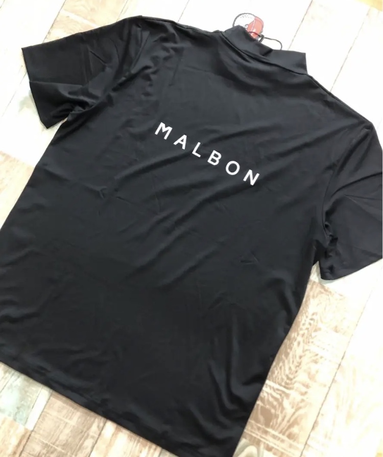 XL マルボンゴルフ MALBON GOLF シャツ モックネック 半袖 黒 即日発送