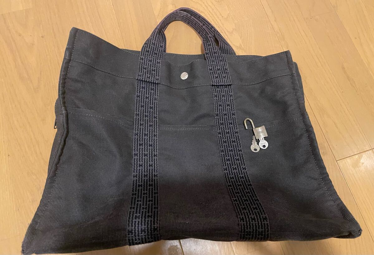 エルメス HERMES トートバッグ キャンバス エールライン グレー グレー 