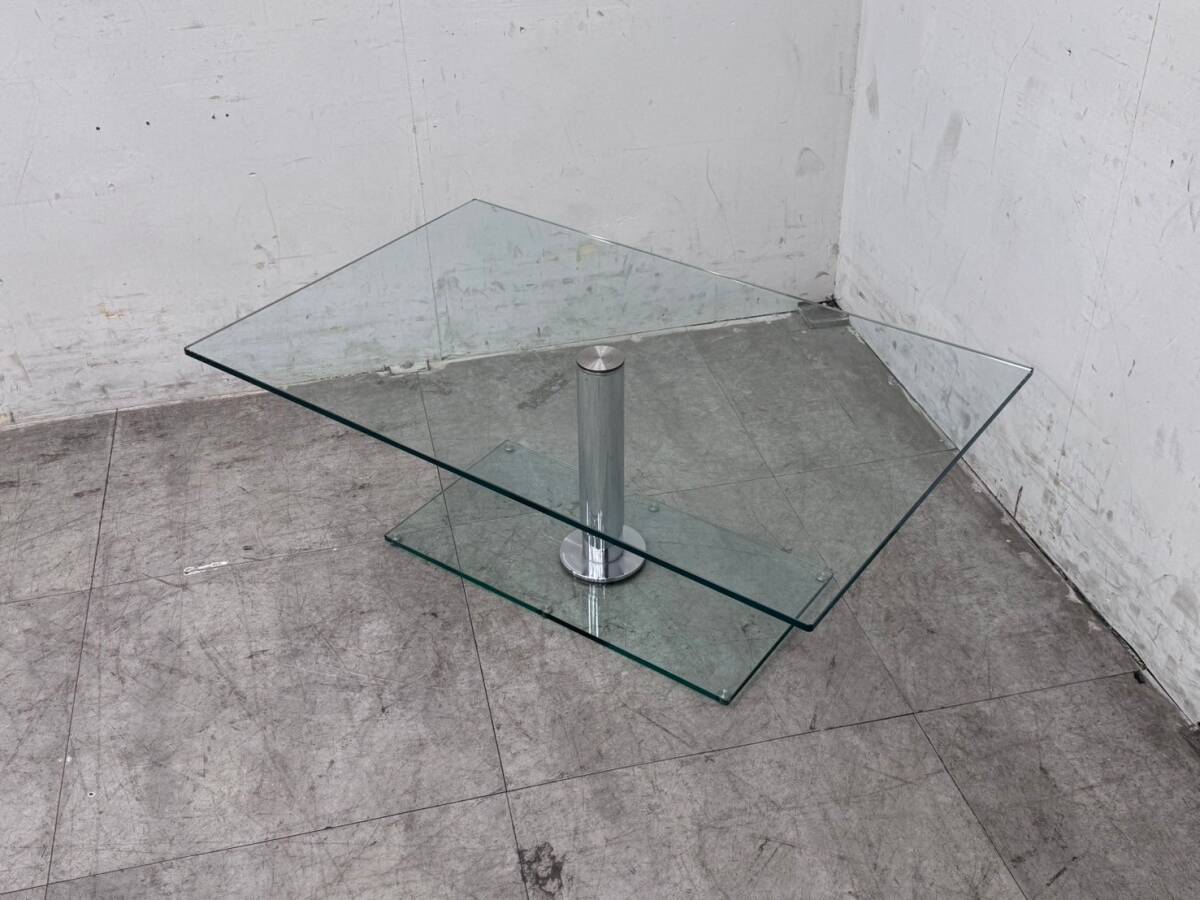 T6614☆展示美品☆Ronald schmitt☆ロナルドシュミット☆上下昇降☆ドイツ☆ガラステーブル☆
