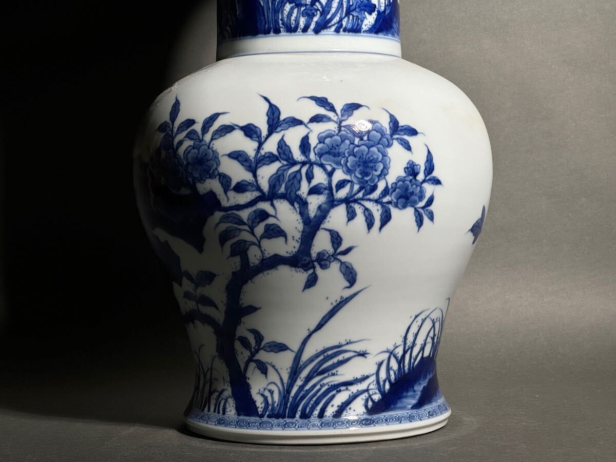 景徳鎮御窯 青花 雉鶏 牡丹紋 鳳尾尊 中国 清 康熙年 故宮博物院 共箱